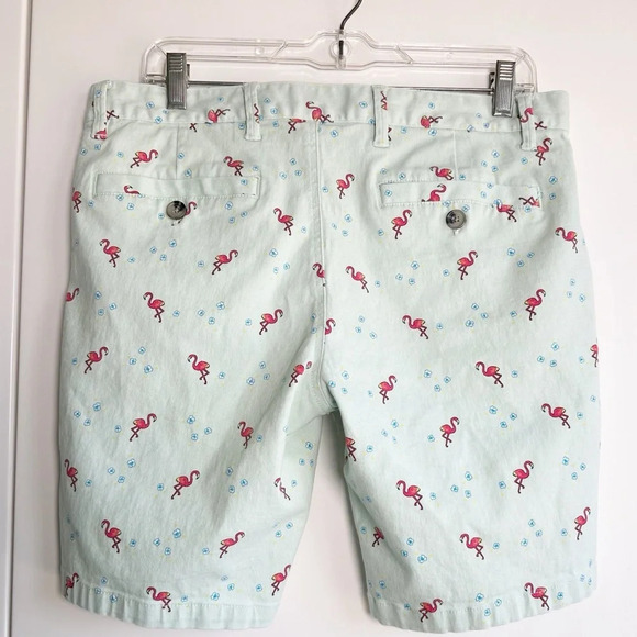 Raw Yarn Industries Mens Shorts Mint Green With Flamingos Size 34 Pockets Zip - Picture 4 of 4